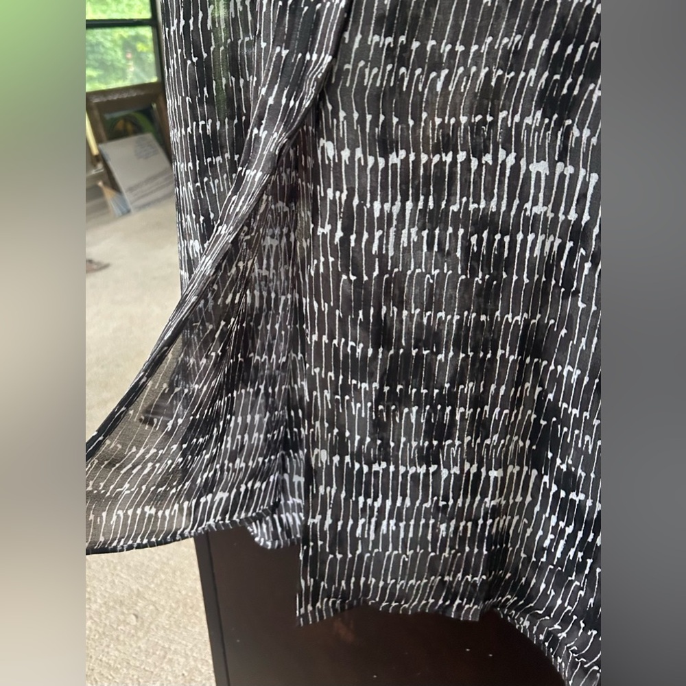 H BY HALSTON Sheer Midi Shirt Dress Cover Up Oversized Layer Beach Resort Size M - Picture 9 of 15